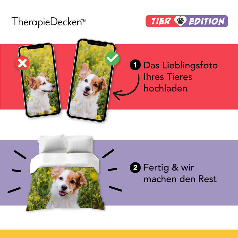 STANDARD Gewichtsdecke mit personalisiertem Tier Motiv (Komplettdruck) für Erwachsene