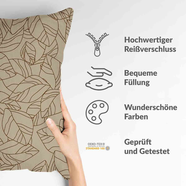 Gesundheitskissen Beige Mit Blattform Schwarz